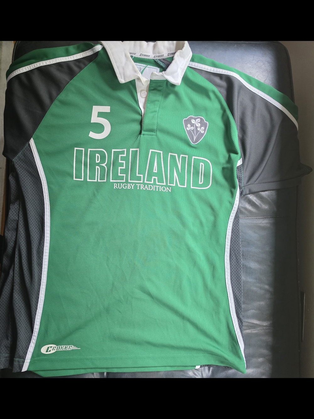 Ireland Green Rugby Jersey with Number 5